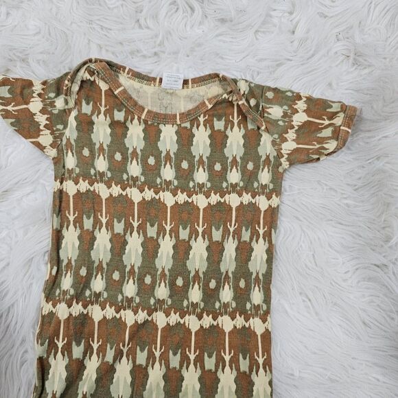 Kate Quinn Aztec Print Brown Green Tan 12-18 Months Baby Romper Bamboo - Picture 3 of 5